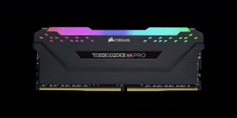 a RAM card changing color from white to black with all the rainbow colors on the top of it