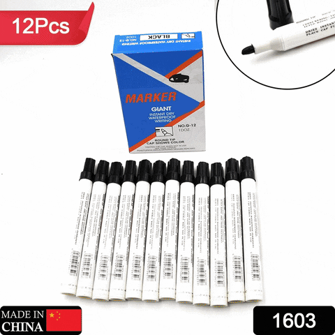 1603 BLACK PERMANENT MARKER LEAK PROOF MARKER CRAFTWORKS, SCHOOL PROJECTS AND OTHER | SUITABLE FOR OFFICE AND HOME USE (PACK OF 12 PC) 1603 BLACK PERMANENT MARKER LEAK PROOF MARKER CRAFTWORKS, SCHOOL PROJECTS AND OTHER | SUITABLE FOR OFFICE AND HOME USE (PACK OF 12 PC)