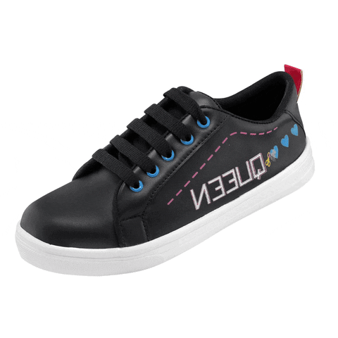 Generic Women Black Color Leatherette Material  Casual Sneakers