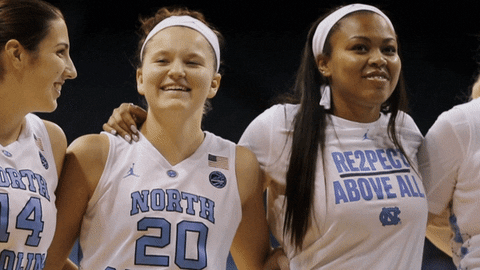 Gif of three women basketball players from UNC Charlotte