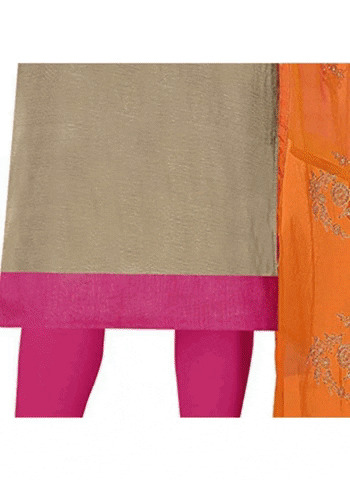 Generic Women's Modal Silk Unstitched Salwar-Suit Material With Dupatta (Beige, 2 Mtr)