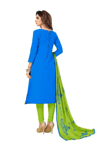 Generic Women's Slub Cotton Unstitched Salwar-Suit Material With Dupatta (Sky Blue, 2 Mtr)