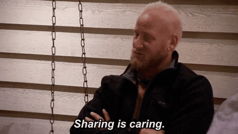 Man saying sharing is caring