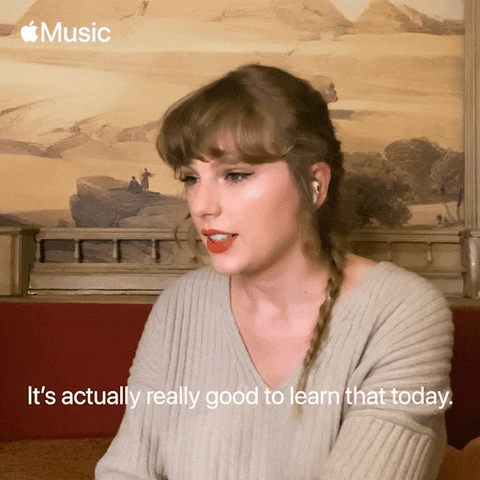 GIF of Taylor Swift saying some encouraging words