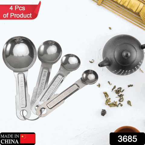 3685 Stainless Steel Measuring Spoons, 4pcs / set Durable Anti Rust Measuring Spoon Set Universal for Kitchen Baking.