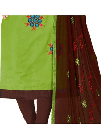 Generic Women's Glaze Cotton Unstitched Salwar-Suit Material With Dupatta (Green, 2 Mtr)