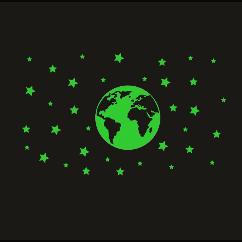 Generic Green Star And Earth Decorative Radium Sticker Wall Sticker