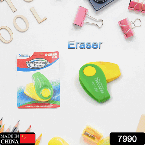 7990 Flair Creative Spinner Dust Free Non-Toxic Eraser, Enviromental Rotate Eraser for Girls & Boys /Eraser for School B'Day Return Gift, Erasers Pencils Set for Kids Educational Stationary kit, School Supplies (1 Pc)