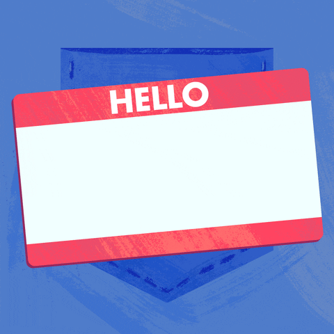 Gif of sticker with words "hello I volunteered. You should too."writing out on it
