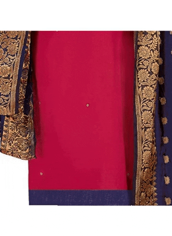 Generic Women's Slub Cotton Unstitched Salwar-Suit Material With Dupatta (Magenta, 2 Mtr)