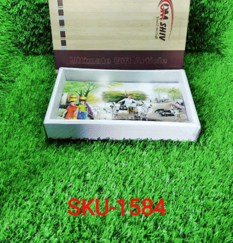 Decorative Wooden Landscape Art with Hooks for Wall Hanging