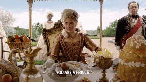 La reine dans Bridgerton qui dit "You are a prince"