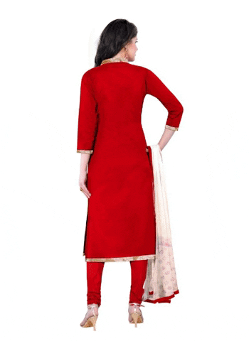  Women's Cotton Salwar Material (Red, 2-2.5mtrs)