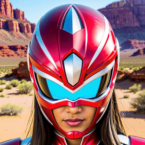 BasedLabs AI generation of an Indian woman in power rangers helmet
