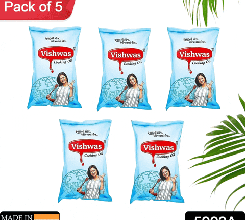 5992A Vishwas Palm Oil Jar & Pouch | Refined Palm Oil 100% Pure Palmolin Cooking Oil (5Ltr Pack)