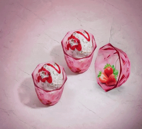 6 pcs Diamond Shape Ice Cream Cup Set