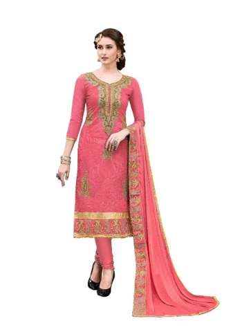 Generic Women's Chanderi Cotton Unstitched Salwar-Suit Material With Dupatta (Pige , 2-2.5mtrs)