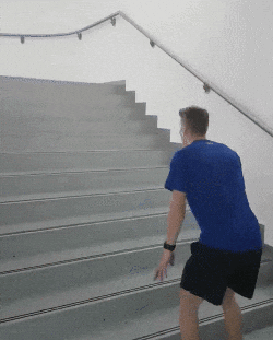 GIF of person jumping up multiple stairs at once
