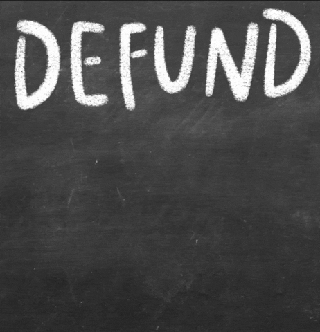 chalk text reading "Disarm, Defund, Dismantle"