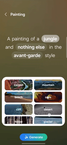 Editing prompts with the AI Generative Wallpaper feature on the Galaxy S24