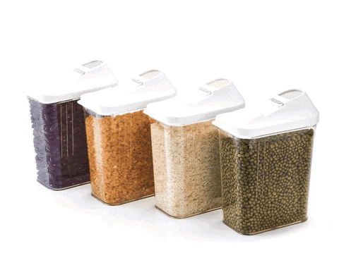 096 Plastic Easy Flow Storage Jar with Lid (750ml, Set of 6)