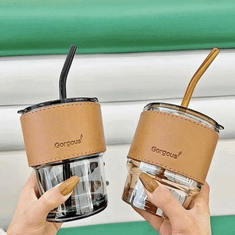 High Quality Glass Coffee Cup With Straw (450ML) High Quality Glass Coffee Cup With Straw (450ML)