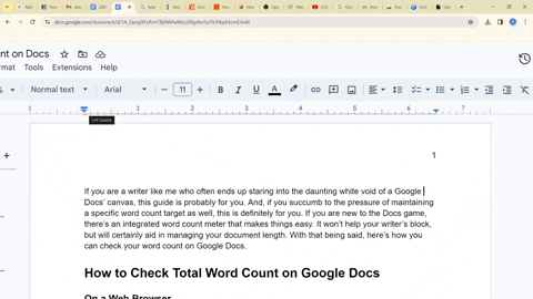 Adjusting the horizontal ruler in Google Docs