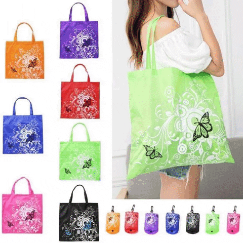 Butterfly Design Folding Shopping Bag with Clip Butterfly Design Folding Shopping Bag with Clip