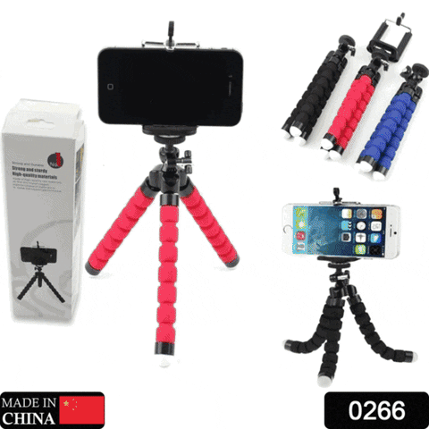 0266 Portable Mini Octopus Tripod Stand with Phone Holder for Live Selfie, Mobile Phone Portable and Adjustable Stent 0266 Portable Mini Octopus Tripod Stand with Phone Holder for Live Selfie, Mobile Phone Portable and Adjustable Stent