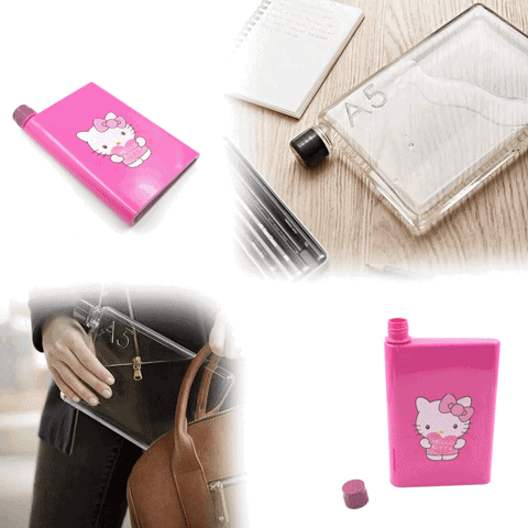 0147 Kitchen Storage A5 size Flat Portable NoteBook Shape Water Bottle With a Cartoon Character Design-Hello Kitty - For School Outdoors and Sports Return Gift/Birthday Gift (1 Pc 420ML) 0147 Kitchen Storage A5 size Flat Portable NoteBook Shape Water Bottle With a Cartoon Character Design-Hello Kitty - For School Outdoors and Sports Return Gift/Birthday Gift (1 Pc 420ML)