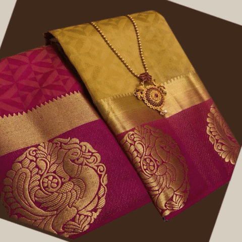Women's Kanjivaram Silk Saree With Unstitched Blouse Piece (Beige, 5-6 Mtrs)