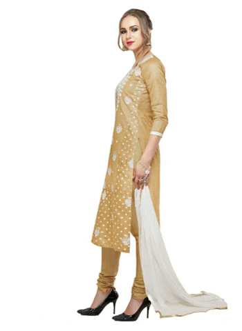 Generic Women's Cotton Unstitched Salwar-Suit Material With Dupatta (Light Brown, 2-2.5mtrs) Generic Women's Cotton Unstitched Salwar-Suit Material With Dupatta (Light Brown, 2-2.5mtrs)