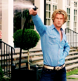 Watering with a hose ( Chris Hemsworth) for tree hidration | gradina.space