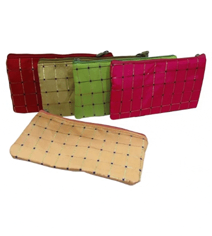 Brocade Checks Design Pouch (Random Colour) Brocade Checks Design Pouch (Random Colour)