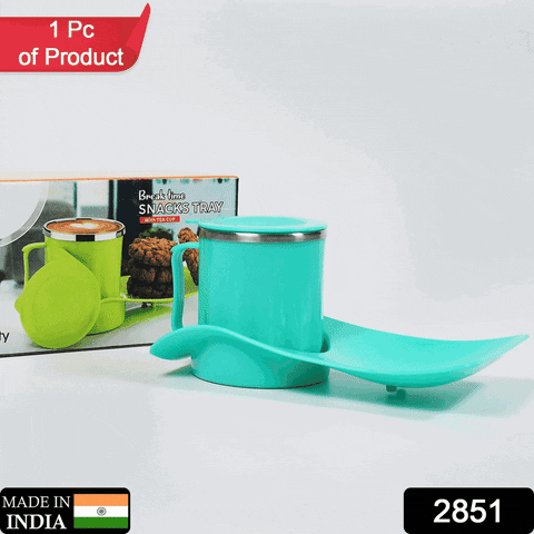 2851 Snacks Tray & Inside Steel Cup 350ml Break Time Tray For Kids & Home Use 2851 Snacks Tray & Inside Steel Cup 350ml Break Time Tray For Kids & Home Use