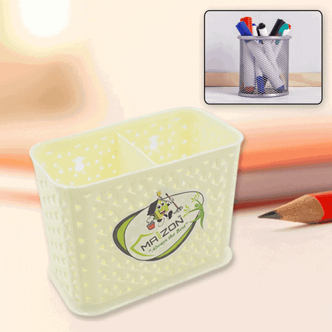 7722 multipurpose Holder for Desk, Plastic Pen Pots Desk Organizers Pencil Pots Holder Stationary Supplies for Office, Home, School Non-slip Silicone Bottom