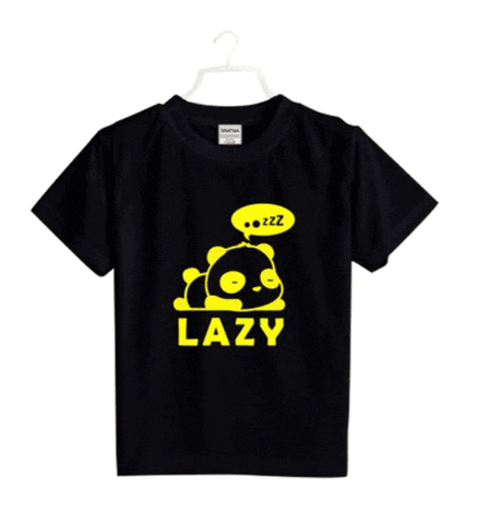 Boys Cotton Lazy Half Sleeve TShirt (Black)