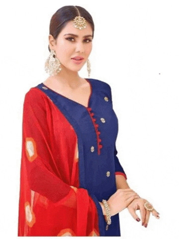 Generic Womens Cotton Regular Unstitched Salwar-Suit Material With Dupatta (Blue, Red, 2 mtr) Generic Womens Cotton Regular Unstitched Salwar-Suit Material With Dupatta (Blue, Red, 2 mtr)