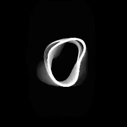 a morphing white ring against a black background