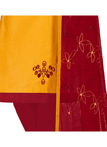 Generic Women's Glaze Cotton Unstitched Salwar-Suit Material With Dupatta (Yellow, 2 Mtr)