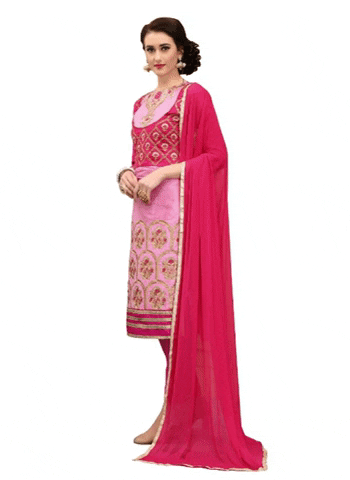 Women's Cotton Salwar Material (Pink and Magenta, 2-2.5mtrs) Women's Cotton Salwar Material (Pink and Magenta, 2-2.5mtrs)