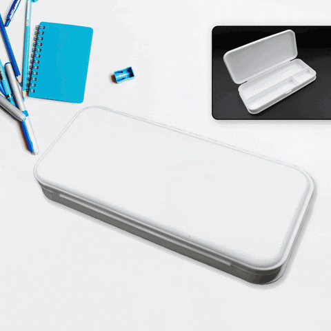 4368 Multipurpose Compass Box, Pencil Box with 3 Compartments for School, White Color Pencil Case for Kids, Birthday Gift for Girls & Boys