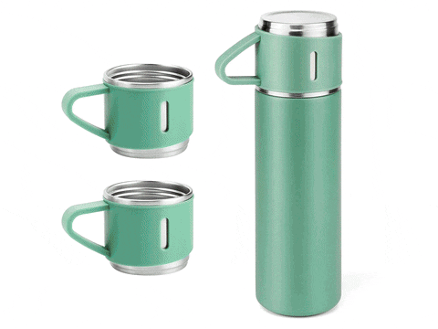 Stainless Steel Vacuum Flask Set with 3 Steel Cups Combo for Coffee Hot  Drink and Cold