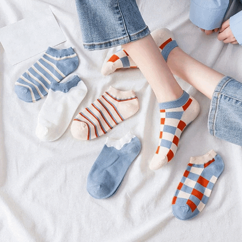 Lattice Pattern Women Cotton Socks (Pack of 2 Pcs)