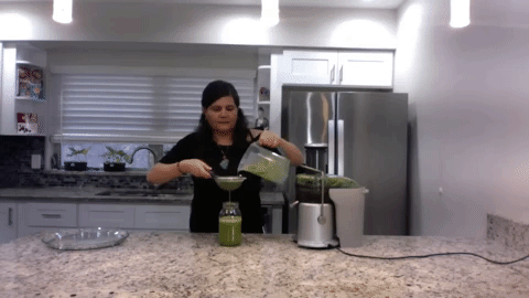 Straining the Green Juice