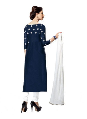 Generic Women's Cotton Unstitched Salwar Suit-Material With Dupatta (Navy Blue,2.2 Mtrs)