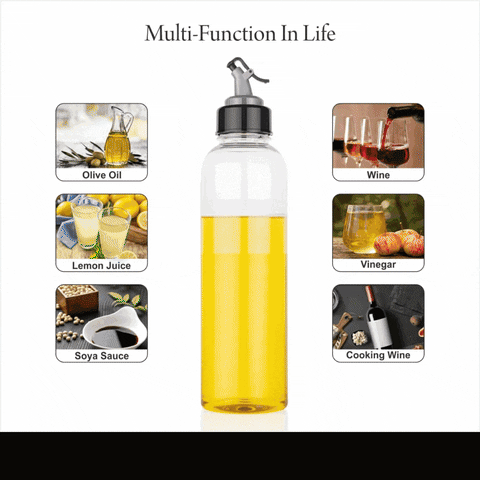 2138 1LTR OIL DISPENSERWITH LID - CLEAR, DRIP FREE SPOUT, CONTROLLED USE