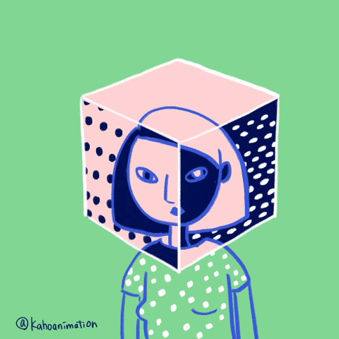 a 2D character in a 3D cube