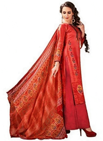 Generic Women's Cotton Unstitched Salwar-Suit Material With Dupatta (Light Red, 2.5 Mtr)