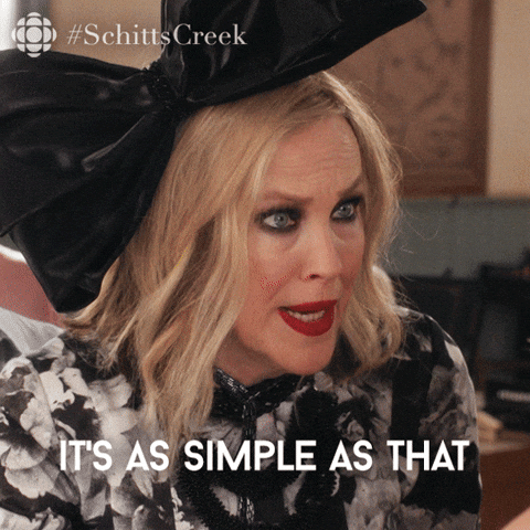 A GIF of Moira from Schitt's Creek saying "It's as simple as that"